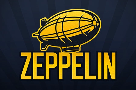 Dirigível dourado do jogo Zeppelin subindo com multiplicador crescente